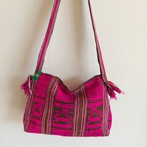 Pink Handcrafted Woven Boho Shoulder Bag